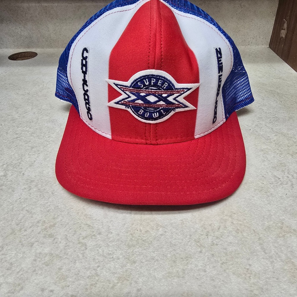 Vintage Super Bowl XX Chicago vs New England AJD Lucky Stripes Trucker Hat USA